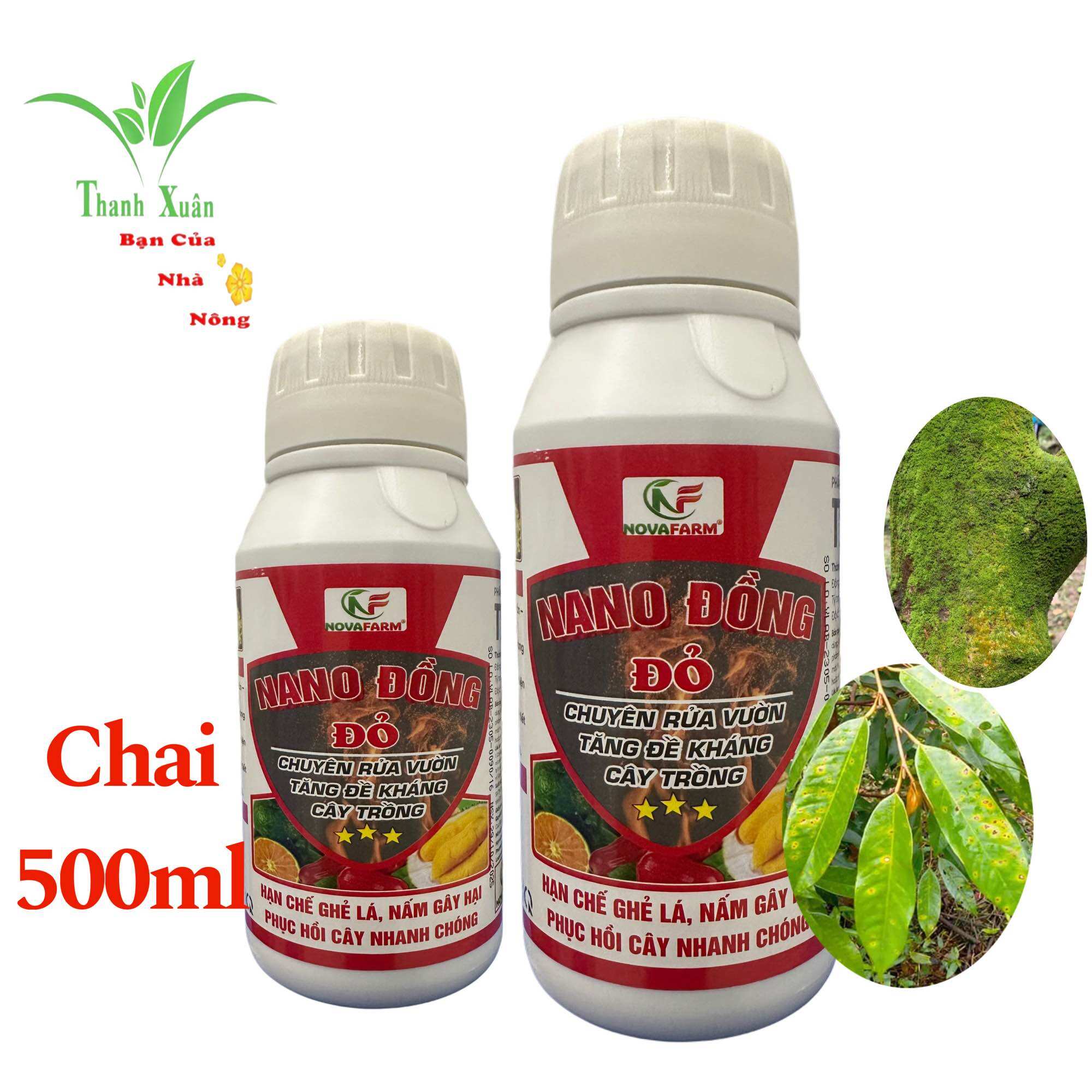 Nano Đồng Đỏ - Chuyên Rửa Vườn - Phòng Nấm Bệnh - Phân Bón Vi Lượng Chai 500ml