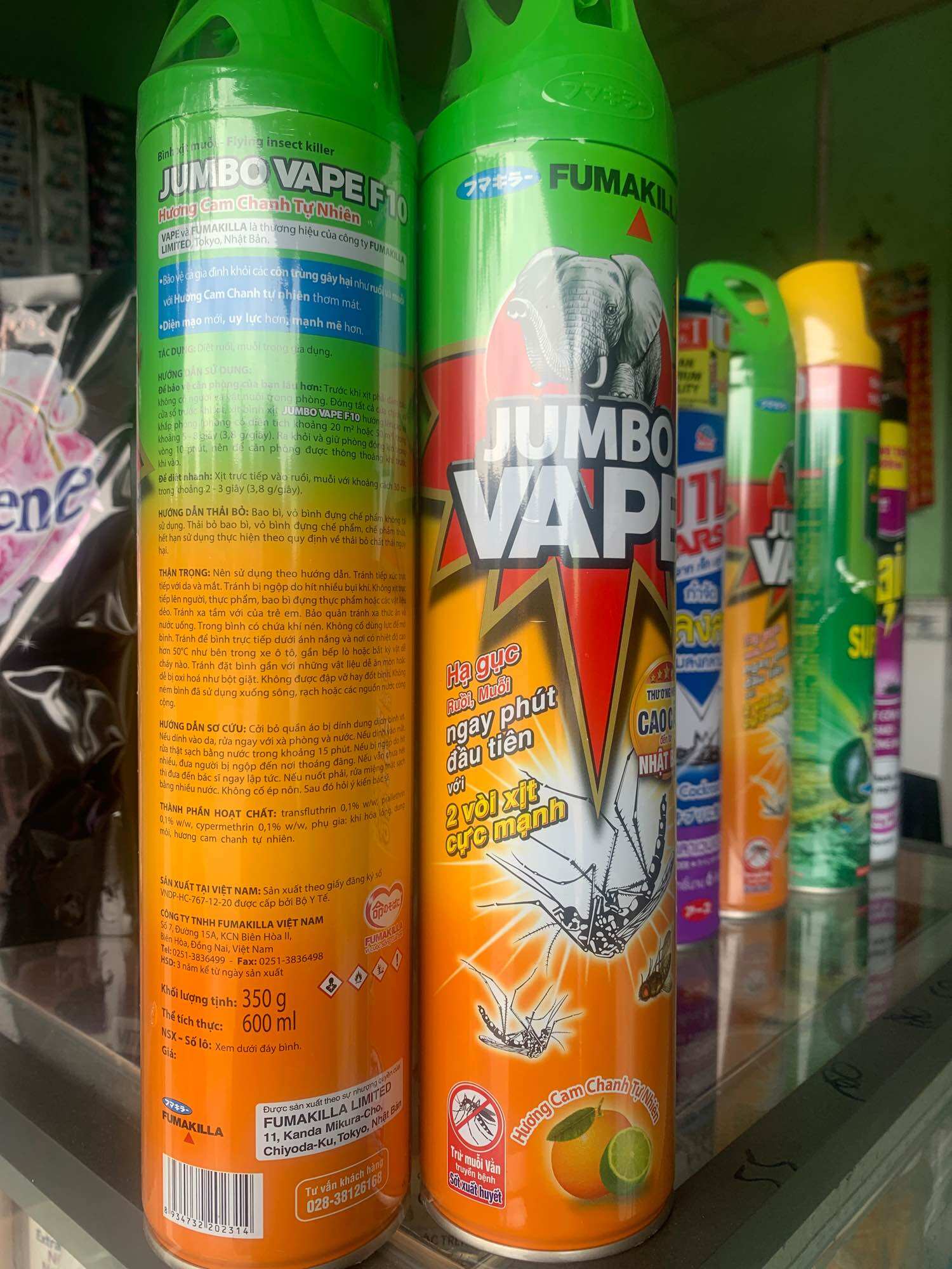 Bình xịt muỗi jumbo vape f 100 chai 600ml