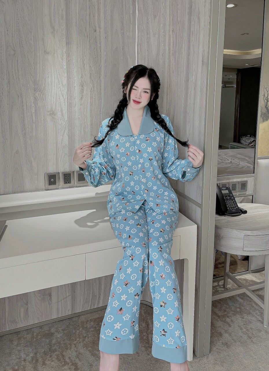 Đồ Bộ Pijama Tay Dài Lụa Mango Freesize Dưới 62kg