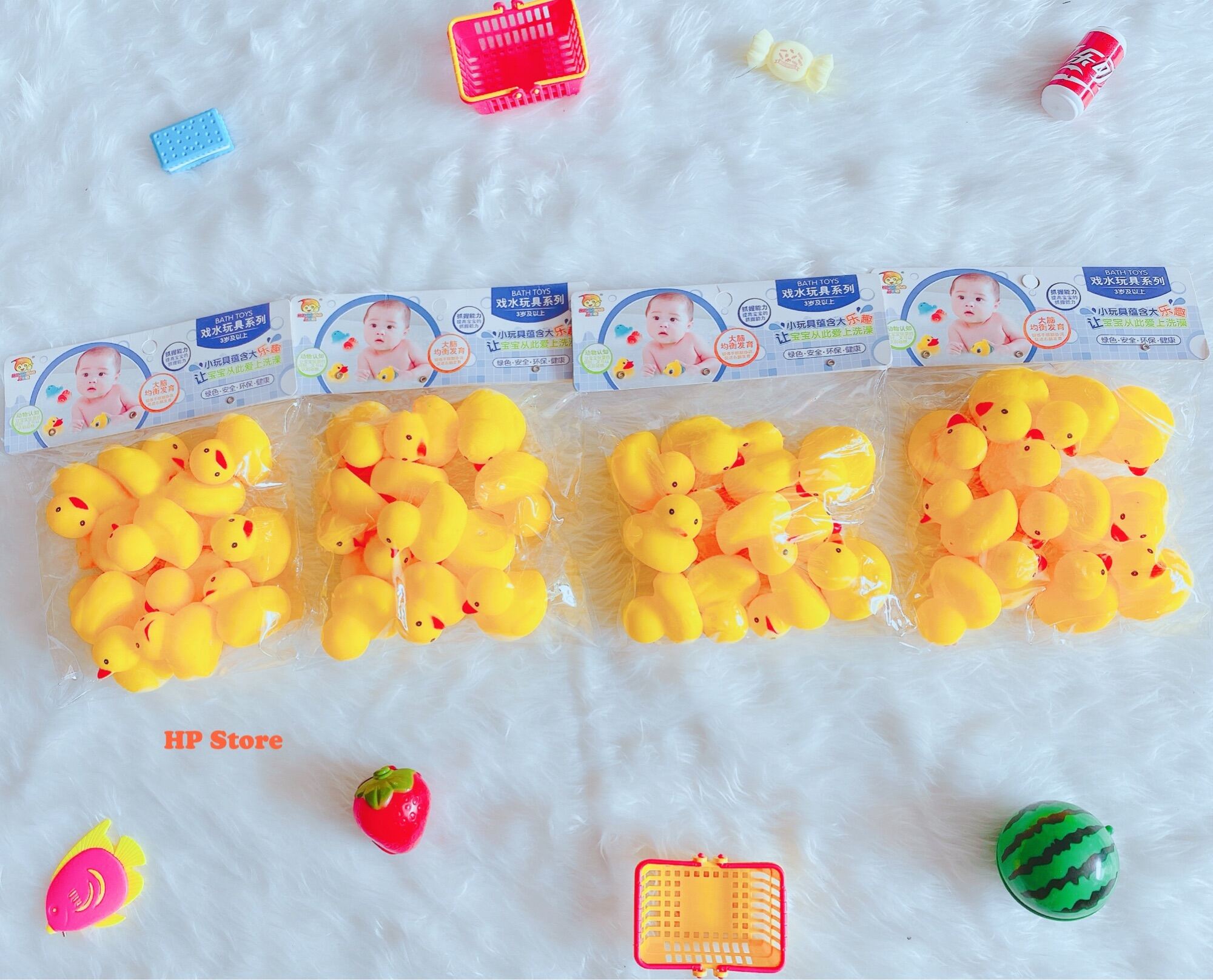 Bộ Đàn Vịt 13 Con To Nhỏ Chip Chip Tiếng Kêu Bé Chơi Cùng Hoặc Thả Bồn Tắm
