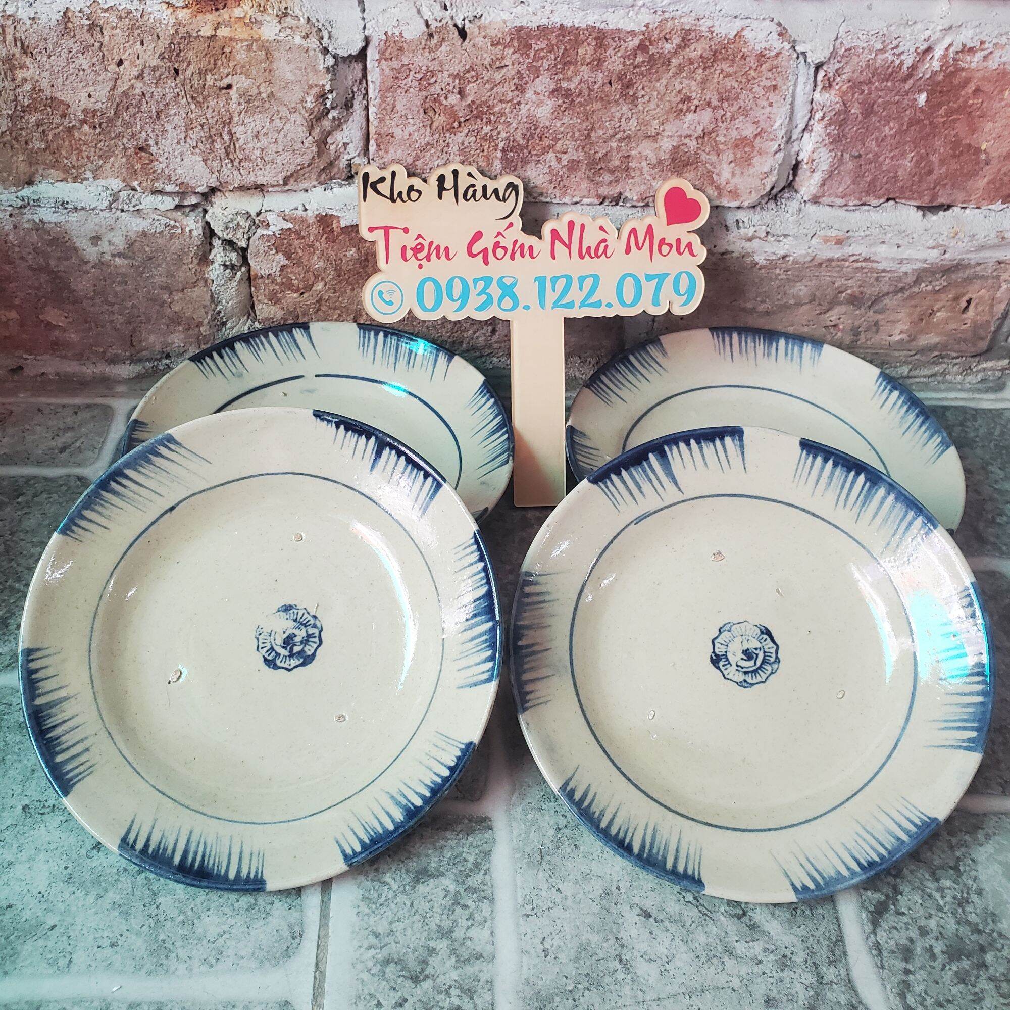💢🌿COMBO 2c DĨA GỐM PHẾT XANH 19CM.😊🌿(HÀNG SẠN KHÔNG LÁNG)