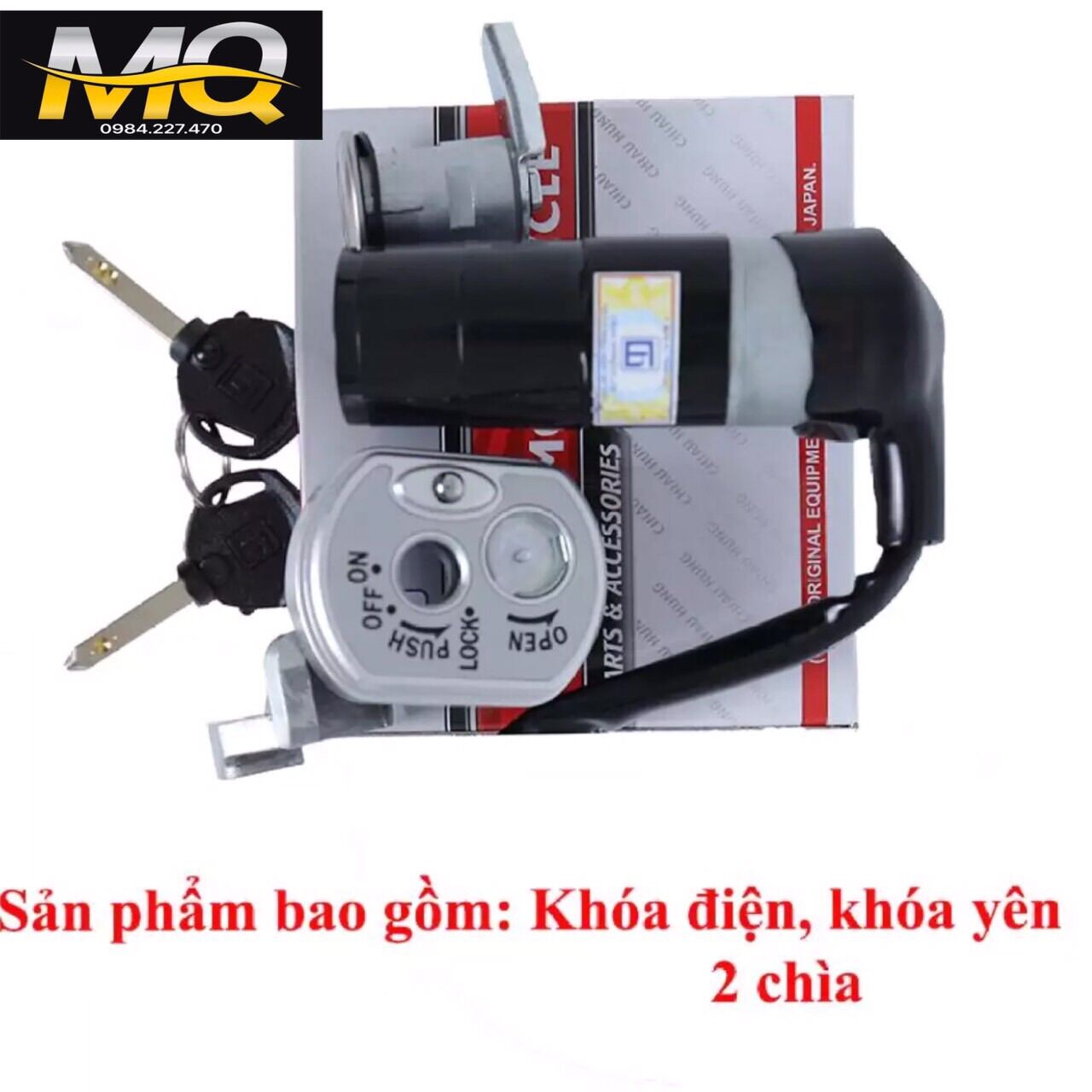 Bộ Ổ Khoá Xe Máy WAVE S100cc - WAVE RS100cc 6 Cạnh (Khoá Điện + Khoá Yên ) ( Xem Ảnh + Video)
