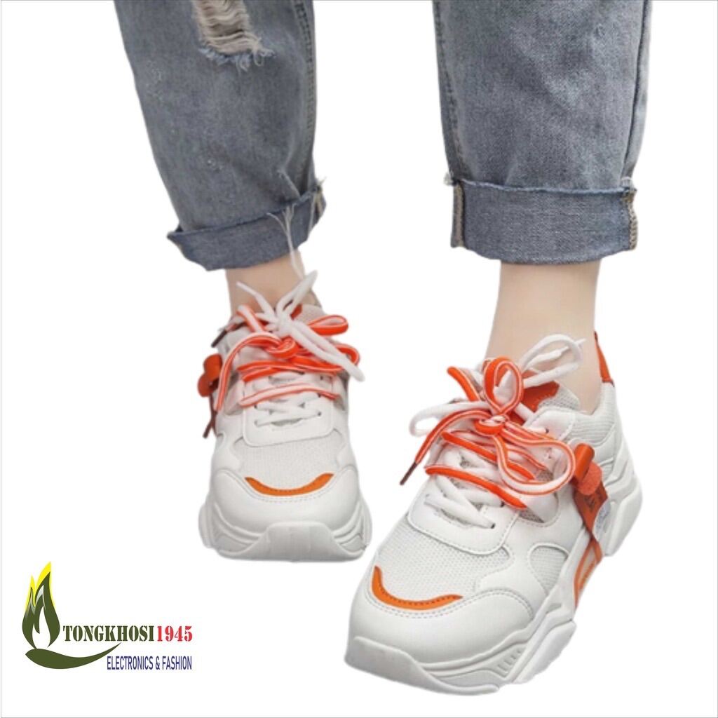 Giày thể thao sneaker mix độn đế 5cm màu vàng và cam cá tính - ảnh sản phẩm 1