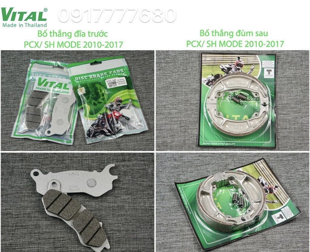 Bố thắng đĩa trước sau pcx 2010-2017 sh mode 2013-2017 hiệu má phanh xe máy, bố thắng đĩa vital chính hãng thái lan