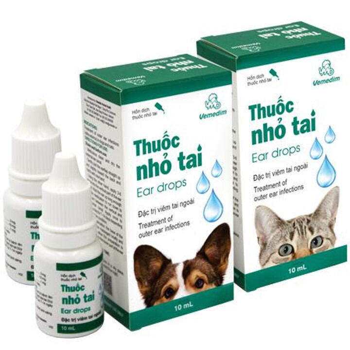 Thuốc nhỏ tai combo 5 sản phẩm 175,000 đ ! đặc trị viêm tai ngoài cho chó, mèo