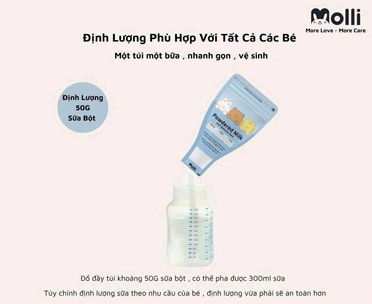 Túi trữ sữa bột Molli túi trữ sữa bột du lịch (Hộp 30 túi)