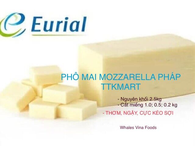 [Phô mai Chuẩn Pháp]- Mozzarella Pháp Khối 500 gram túi Zip.