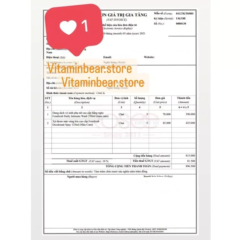 [Vitaminbear] Fem fresh Dung dịch chính hãng