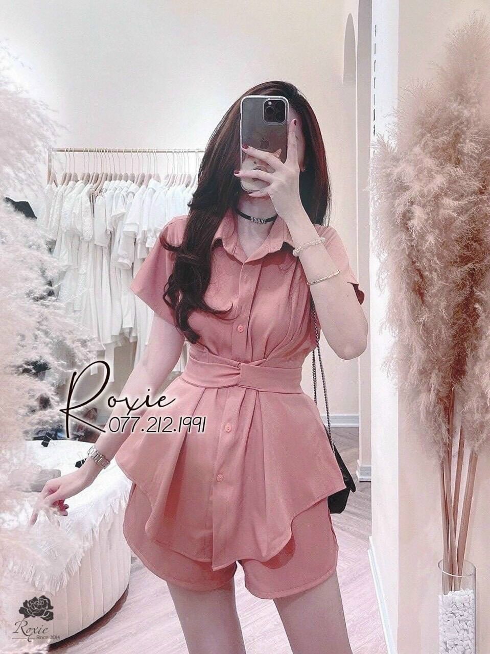 (SHOP BIGSIZE nữ 50kg đến 90kg) set sơ mi thắt eo