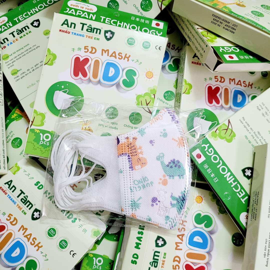 Khẩu trang 5d cho bé hàng công ty có kháng khuẩn hàng bao đẹp, 1 hộp gồm 10 cái