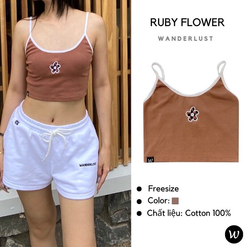 Áo Ruby Flower nâu thêu hoa