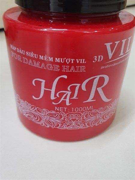 KEM HẤP Ủ TÓC VIL ĐỎ 1000ML , Hấp Dầu Siêu Mềm Mượt, GIỮ MÀU TÓC SAU KHI NHUỘM , VIL HAIR 3D , HẤP VIL ĐỎ NẮP ĐEN