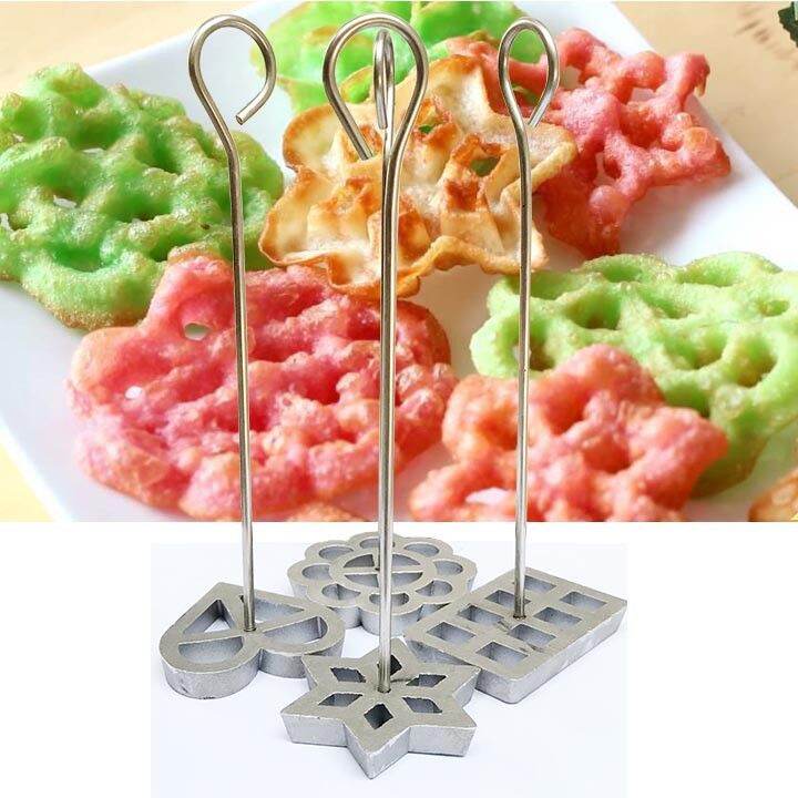 Bộ 4 khuôn bánh nhún gang 4 mẫu tim,sao,mai,lục giác