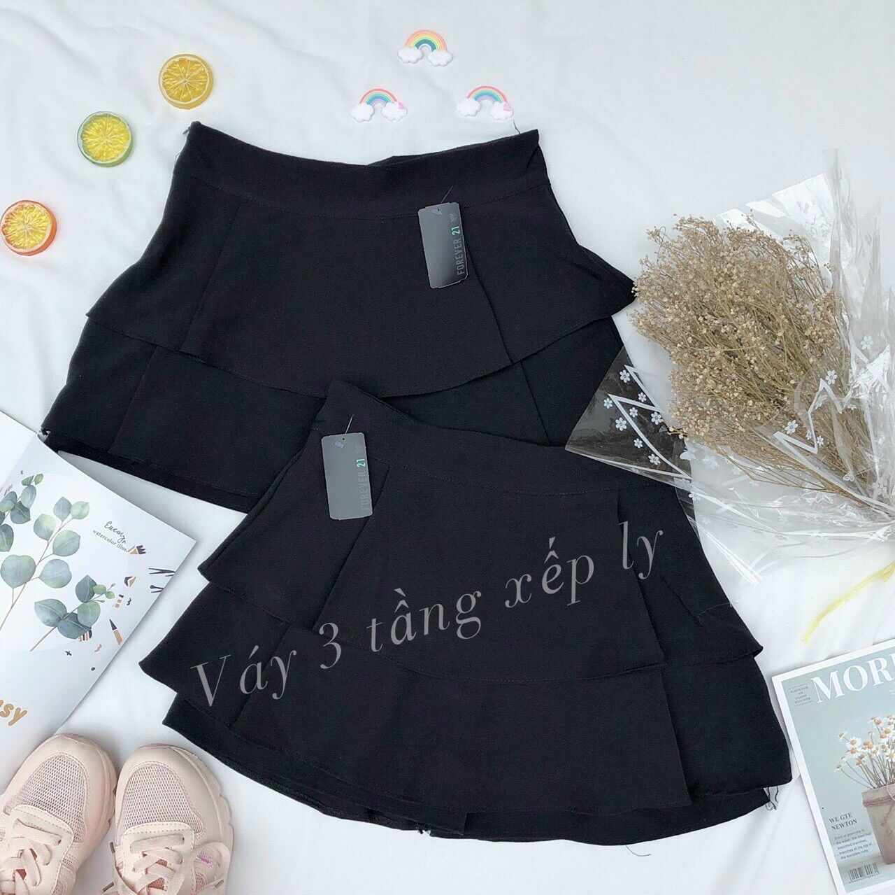 Chân váy 3 tầng xếp ly có quần trong