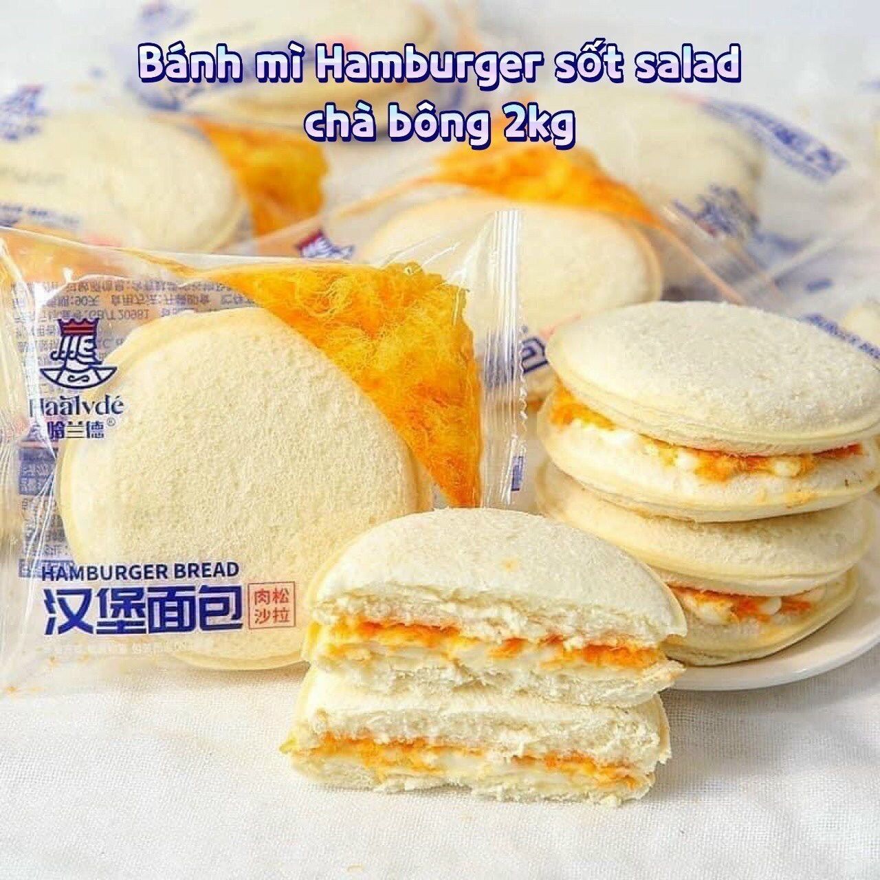 Bánh hamburger kẹp sữa chà bông 1 bánh ❤️freeship❤️
