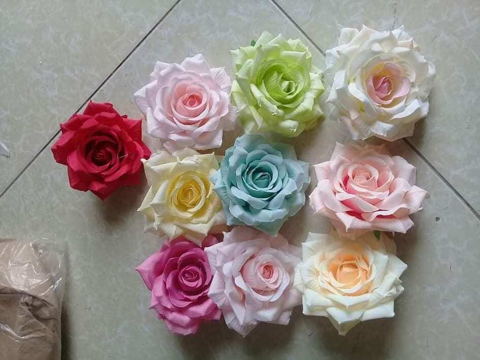 Combo 10 bông hoa hồng vải lụa cao cấp ,hoa giả, trang trí