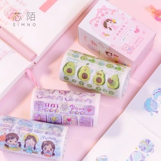 Cuộn Washi Tape Rộng 7.5Cm Siêu Dễ Thương