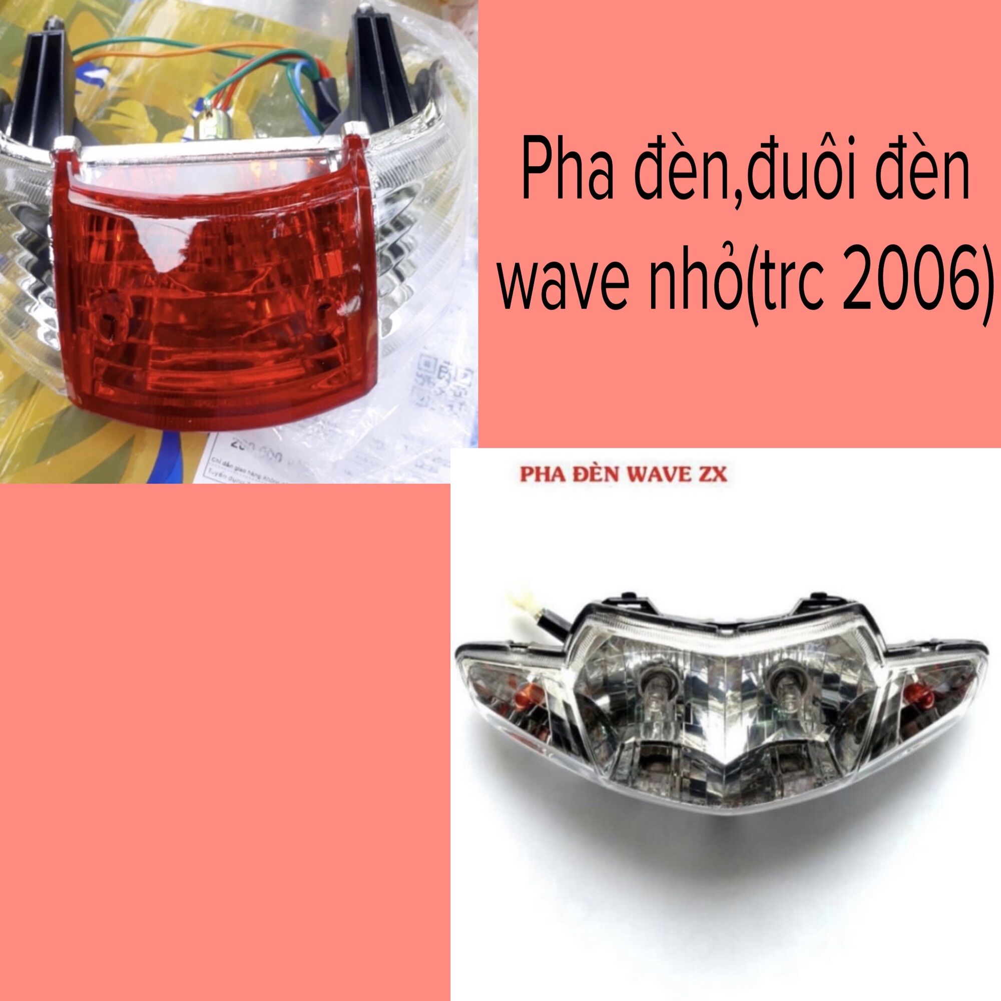 Choá đầu đèn pha wave nhỏ zx alpha 2 bóng thái