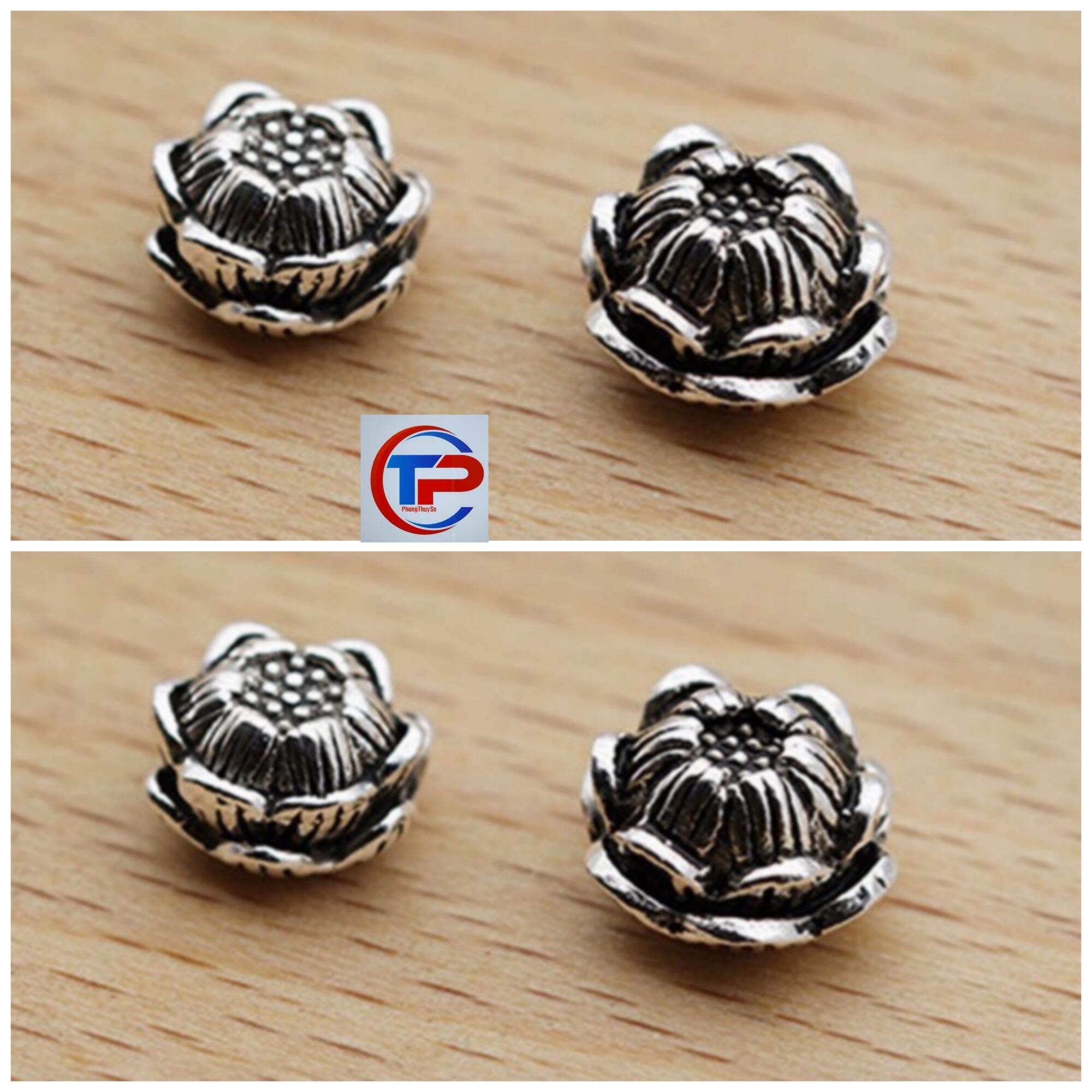 Charm bông sen bạc thái nhà phật làm vòng đẹp