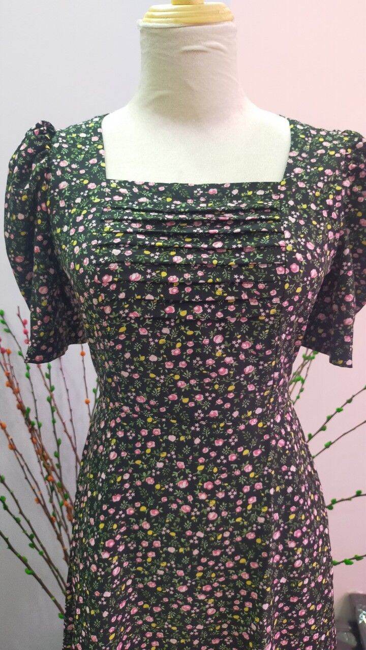 Đầm Hoa Nhí Chất Lụa Xếp Ly Ngực Size L đến XXL ♥️