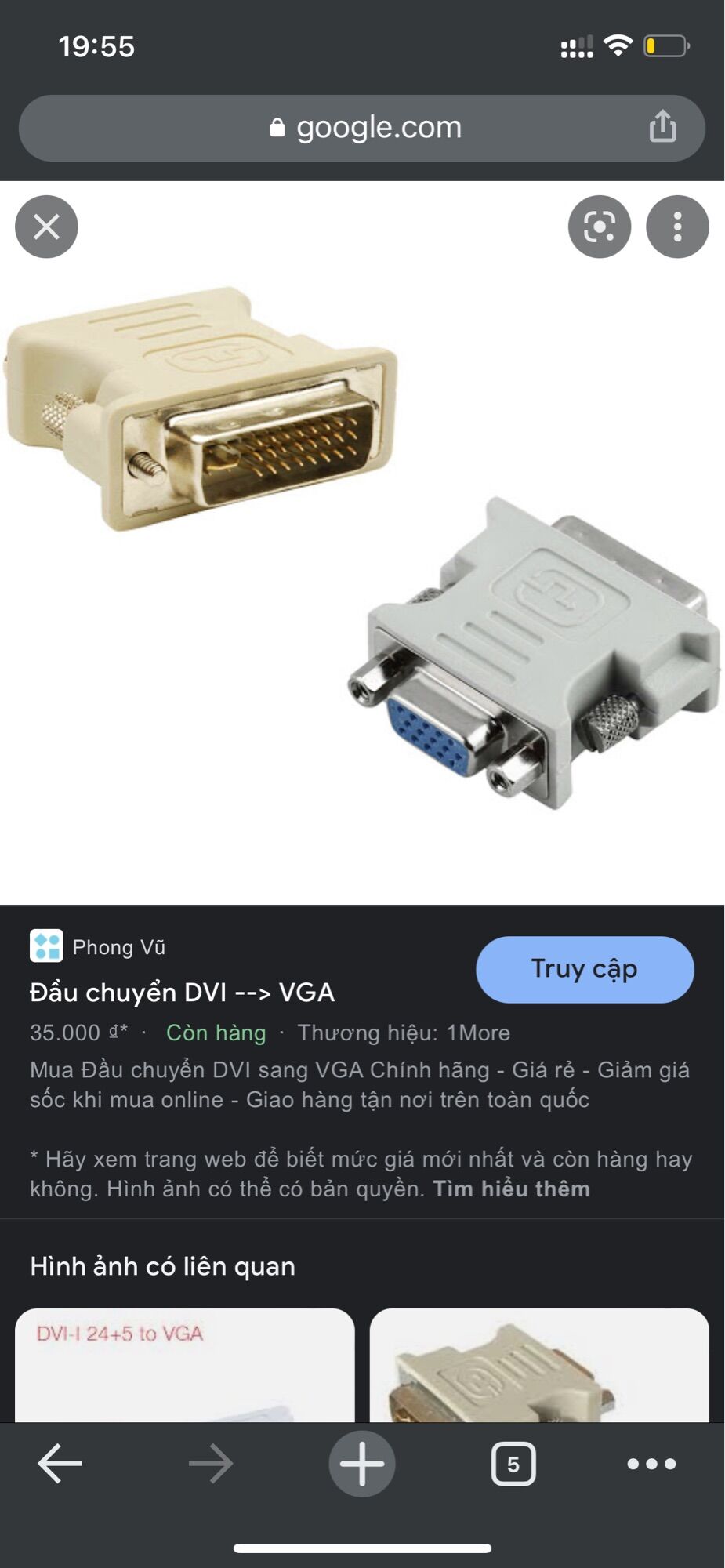 Cục chuyển đôi dvi sang vga cổng 24+1