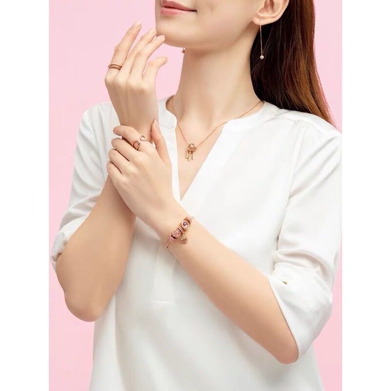 CHARM HOA 3 LÁ VÀNG HỒNG S925