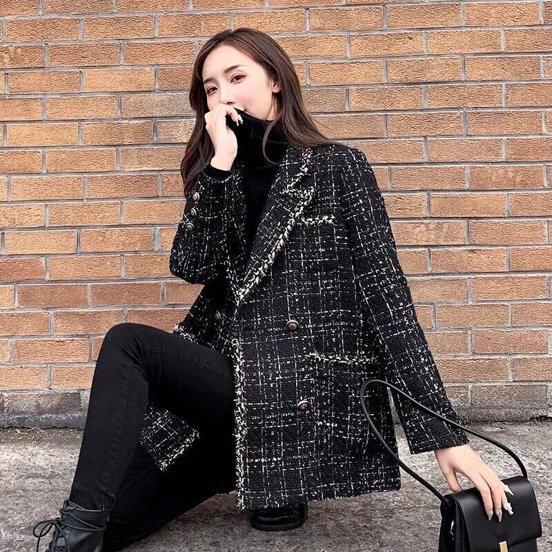 Áo dạ tweed màu đen