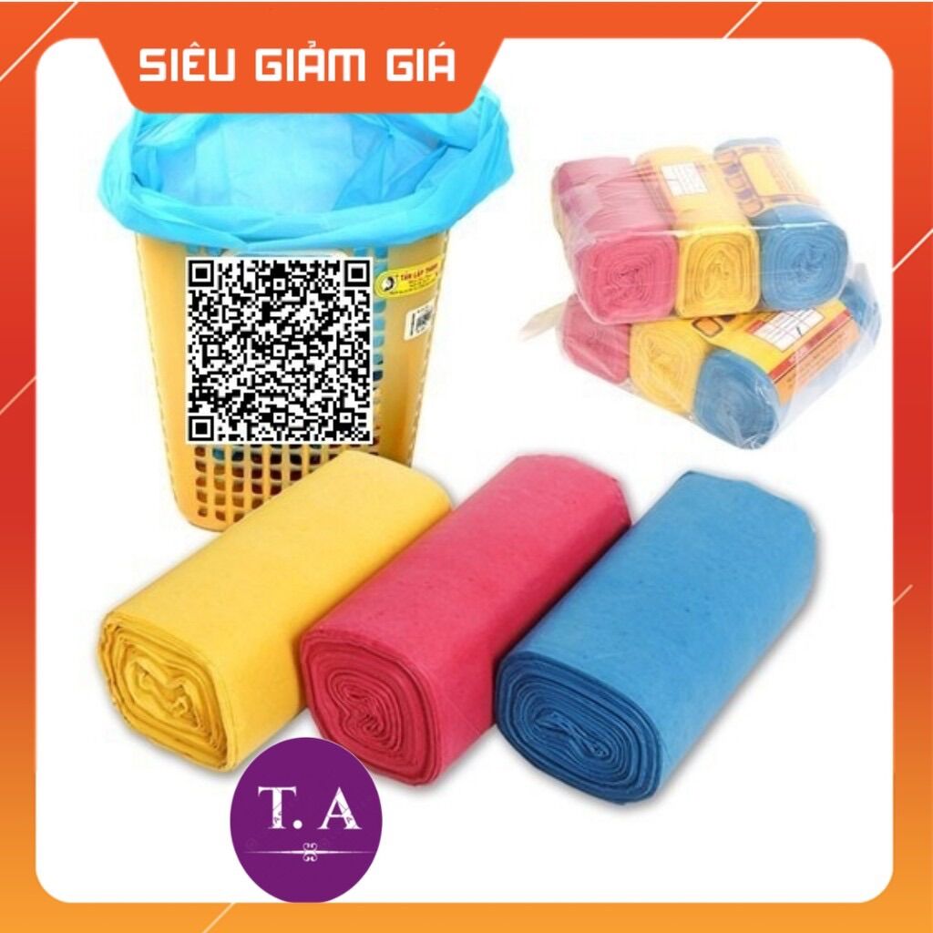 Sỉ 3cuộn túi đựng rác sinh học tự phân hủy cỡ tiểu, trung, đại loại màu và đen