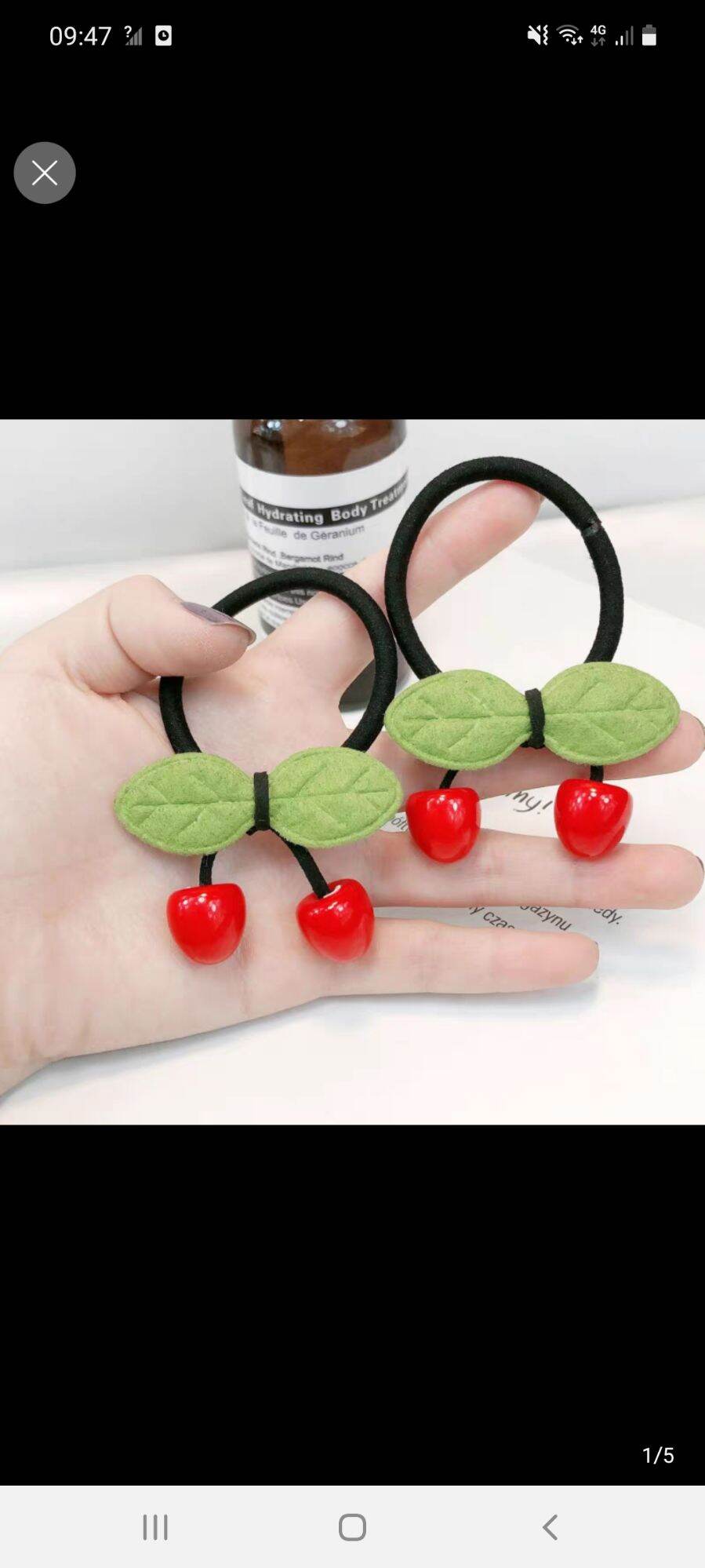 Dây cột tóc quả cherry  lá xanh xinh xắn