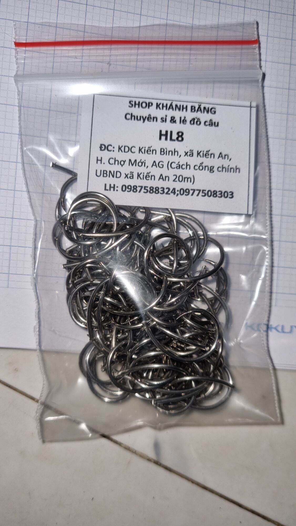 1 GÓI LƯỠI CÂU CẮM ẾCH CÁ LÓC HL8 INOX
