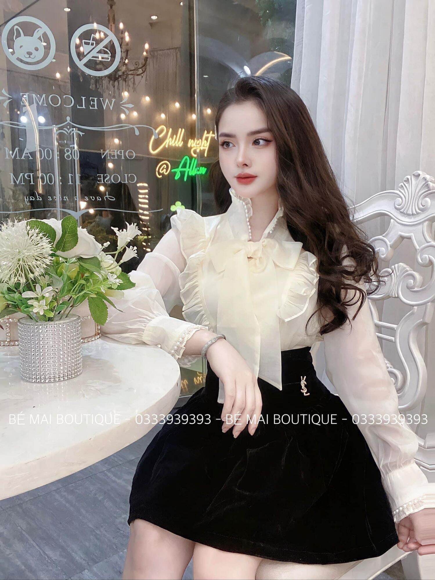 Áo sơ mi nơ bèo tiểu thư THL82