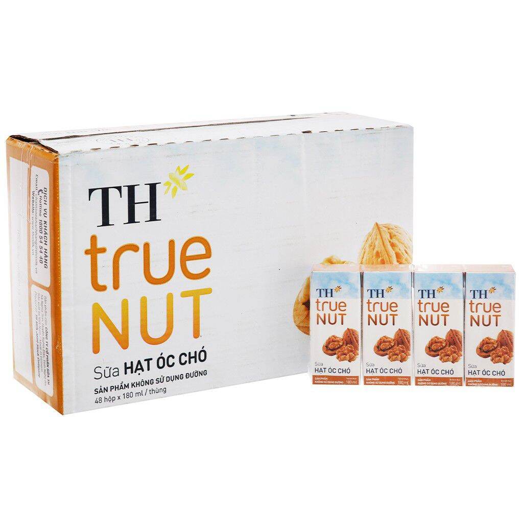 Thùng sữa hạt TH true milk 180ml × 48 hộp ( Óc chó / Mac ca/ Hạnh nhân / Nghệ / Hạt dẻ cười / Gấc / Gạo lứt / Đủ mùi )