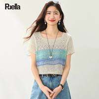 puella | Áo Thun Dáng Rộng Họa Tiết Voan Sọc