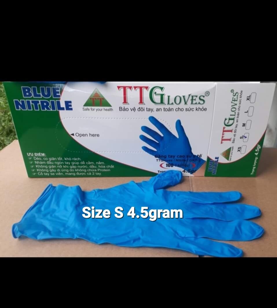 [ Hàng Chính Hãng - Free Ship ] Găng Tay Nitrile Xanh Không Bột Cao Cấp TT Gloves 4.5gram