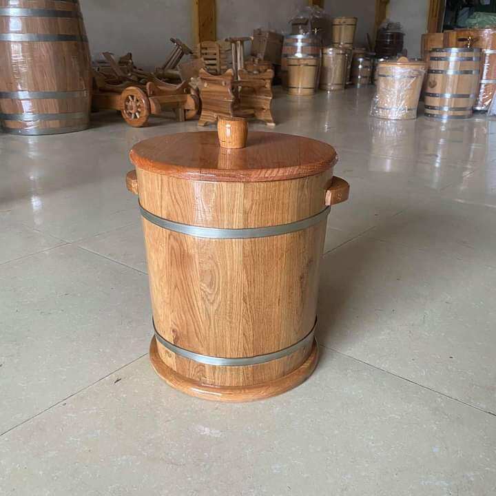 thùng đựng gạo bằng gỗ sồi loại 10kg