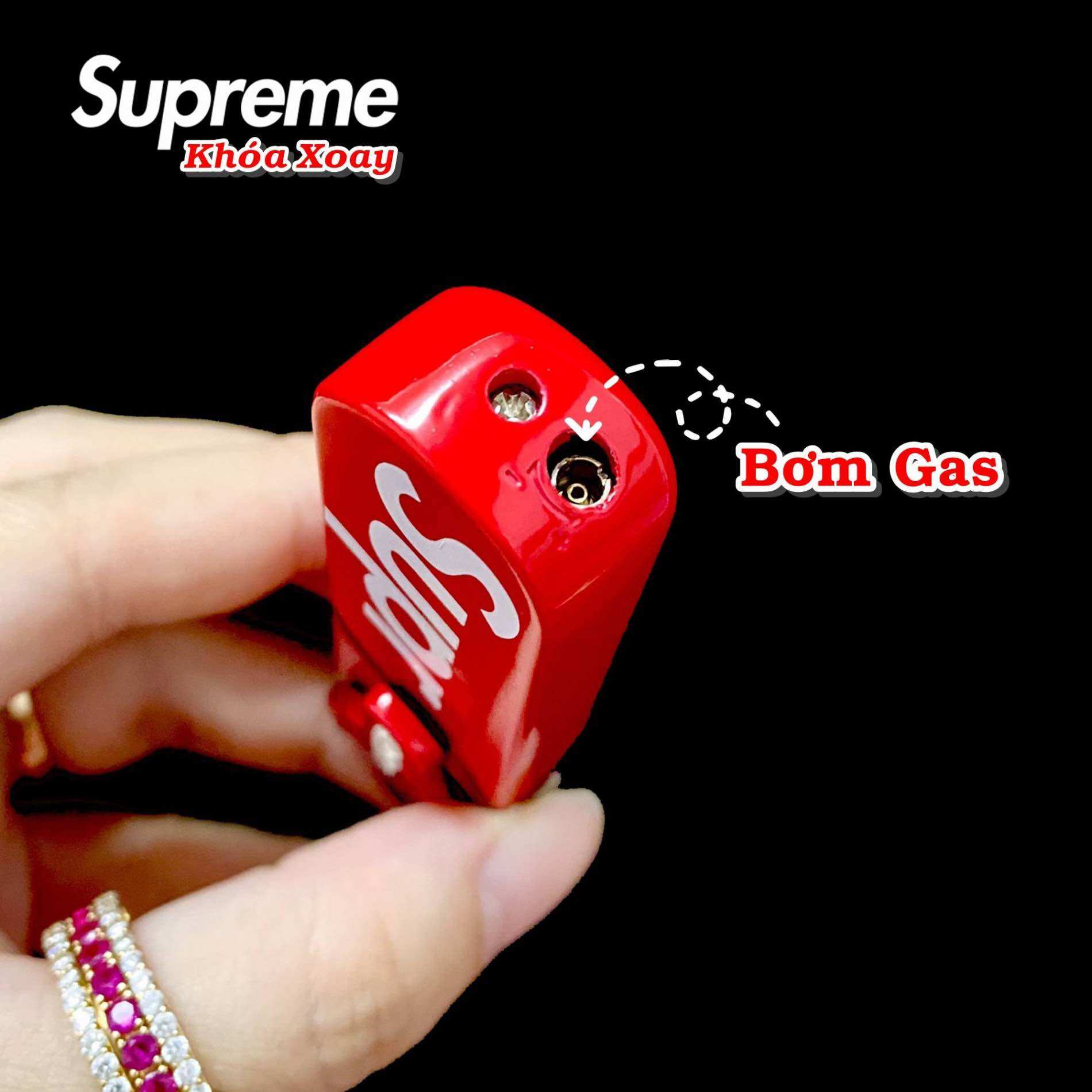 [HCM]Bật Lửa Gas Khè Supreme Khoá Xoay (2 Màu)