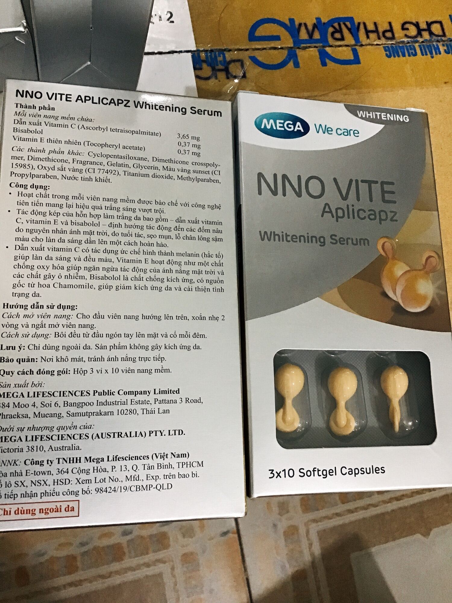 NNO VITE VIÊN SERUM DƯỠNG TRẮNG DA VITAMIN E