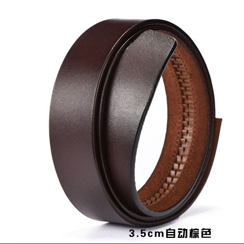 Toothless Hole-Free Automatic Buckle Belt Men's Leather Smooth Buckle Pure Cow Leather 3.5cm Pin Buckle Belt Light Body