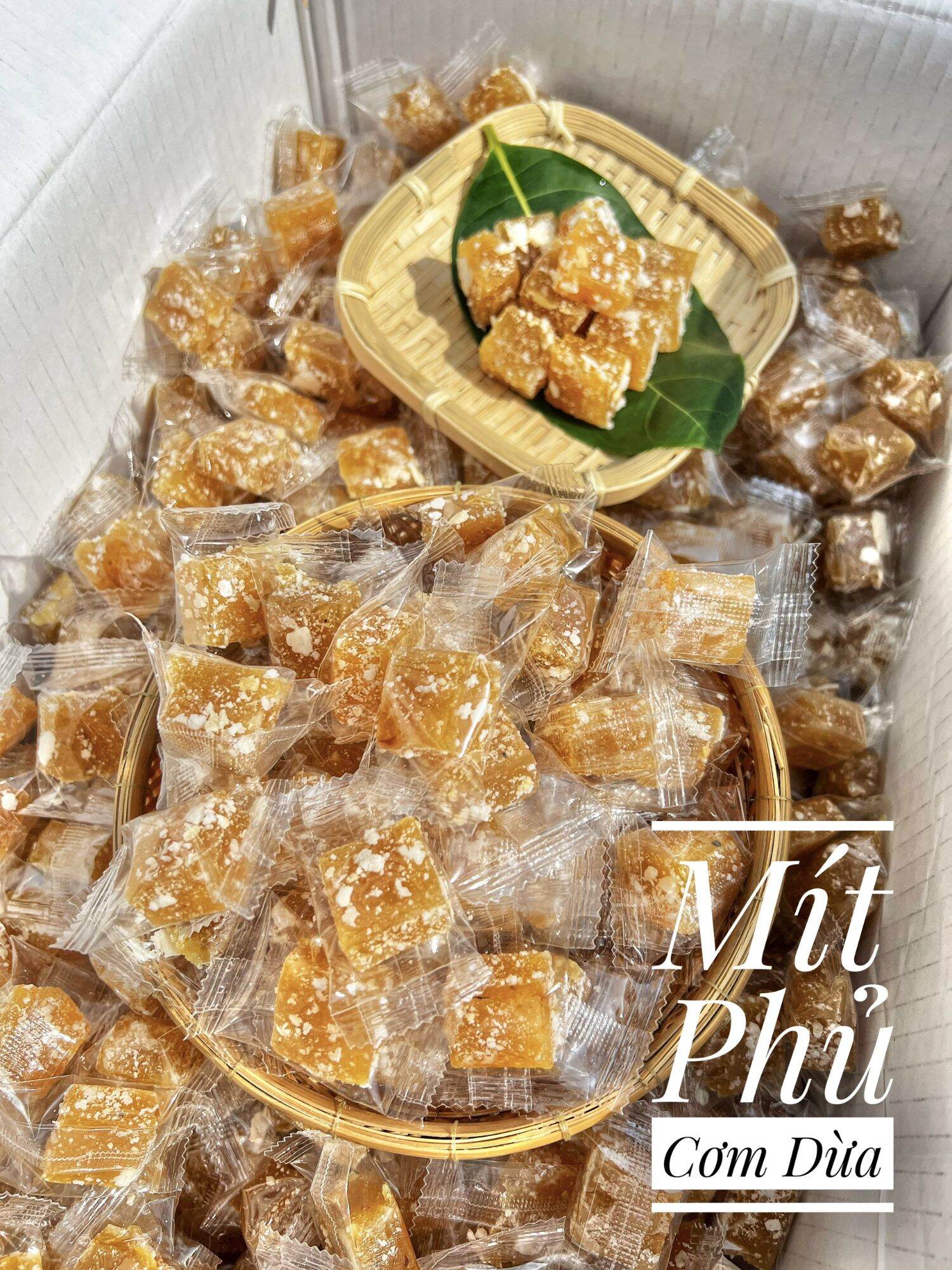 Mứt mít cơm dừa hoa tuyết dẻo viên 500g