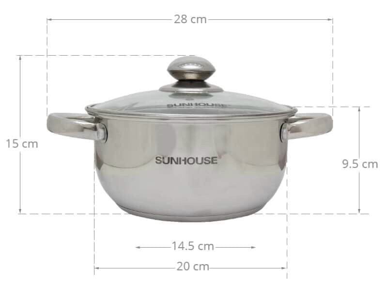 [HCM]???? NỒI INOX 3 ĐÁY SUNHOUSE size 20cm ????