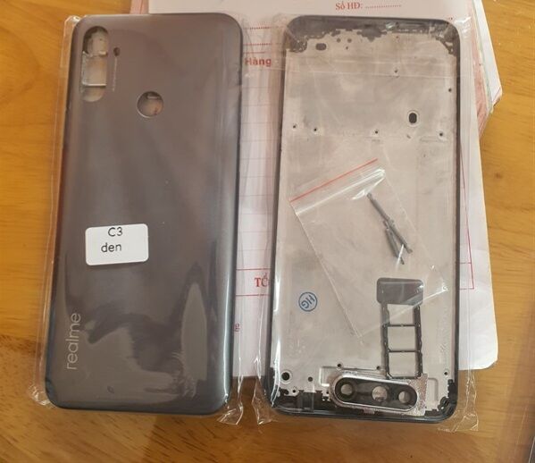 Vỏ realme c3 bộ có kính camera khay sim bao test