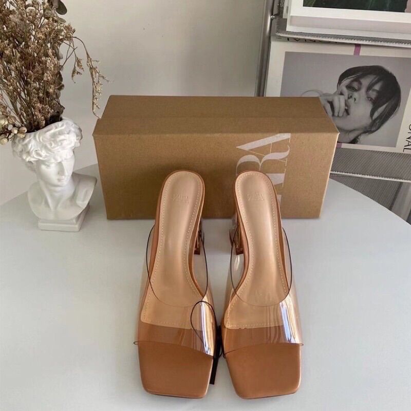 Guốc ZR mica nâu đế trong