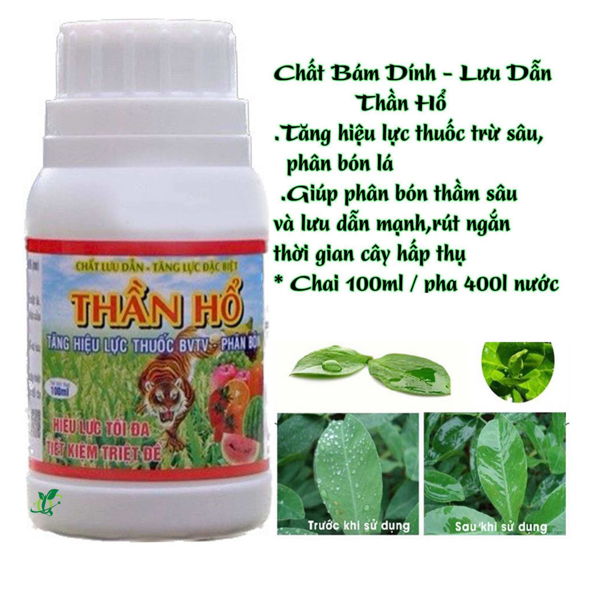 Chất lưu dẫn Bám Dính – Tăng lực THẦN HỔ- tăng hiệu quả của việc sử dụng phân bón lá-thuốc trừ sâu,chai 100ml