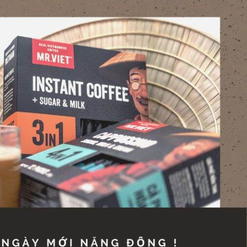 Combo 4 hộp cà phê hòa tan  .( Instant coffee black,2in1,3in1,4in1) thương hiệu MR.VIET