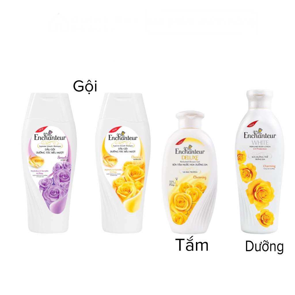 Combo 2 Chai Sữa tắm +Dầu Gội Dưỡng Tóc Siêu Mượt Enchanteur Charming 180gx2