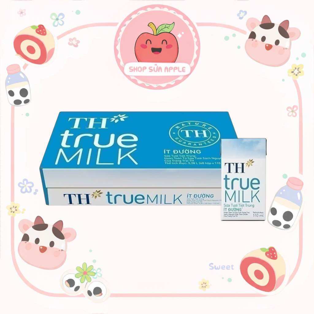 Thùng 48 hộp sữa tươi th true milk ít đường hộp 110ml