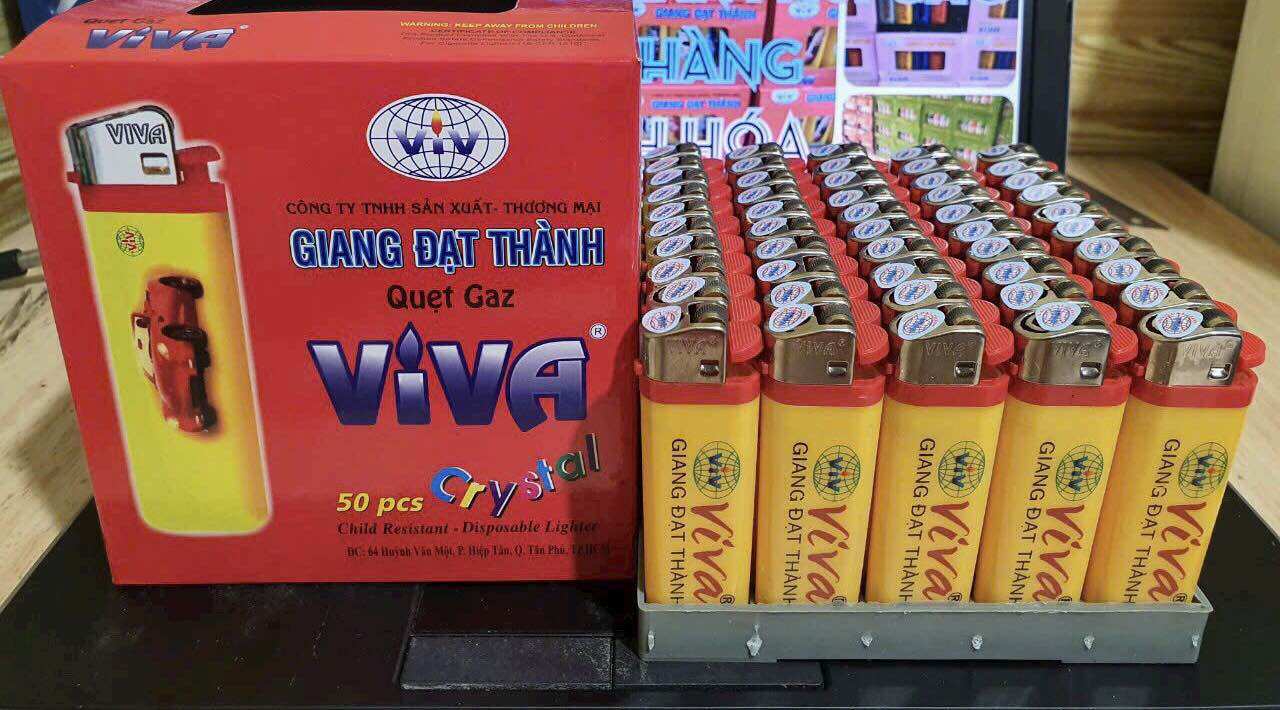 Bật lửa viva chữ vàng hộp 50 cái
