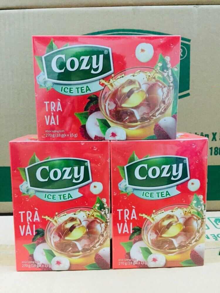 Trà Cozy Icetea Hương Vải hộp 18 gói x 15 gam
