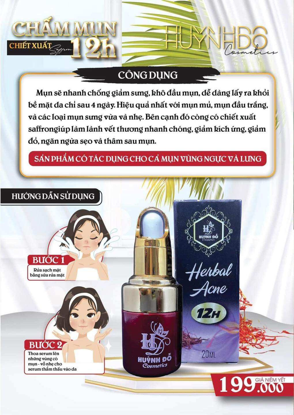 Serum chấm mụn 12h huỳnh đỗ