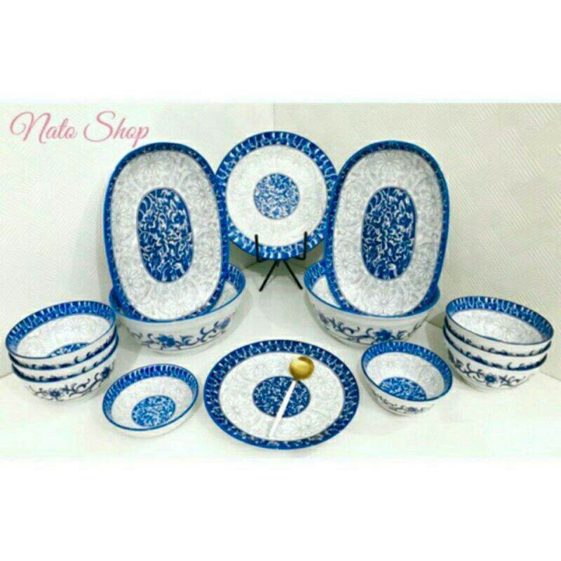 Bộ Bát Đĩa vân cổ Bát Tràng 18 món cao cấp